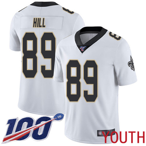 New Orleans Saints Limited White Youth Josh Hill Road Jersey NFL Football 89 100th Season Vapor Untouchable Jersey